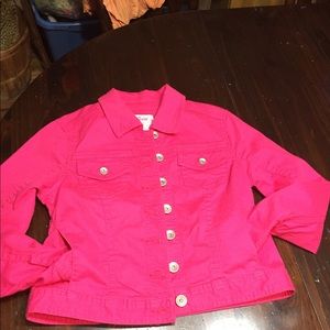hot pink jean jacket justice sz 18 🌸